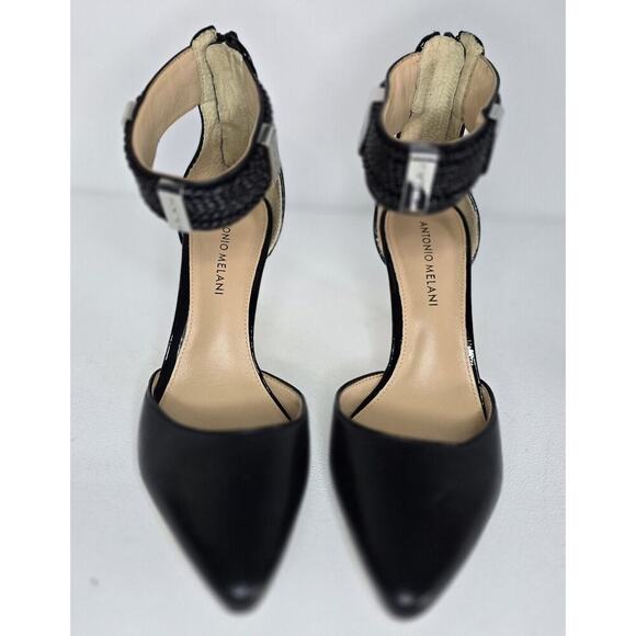 ANTONIO MELANI STRAPPY HEELS "CRIMSON" ANKLE STRAP 9.5 M BLACK - Picture 2 of 10